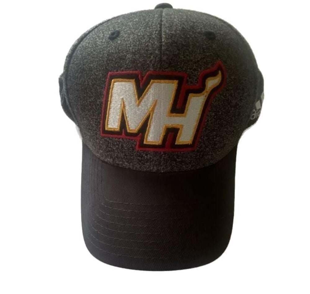 Adidas NBA Miami Heat MH Flex Fit Heather Gray and Black Hat
